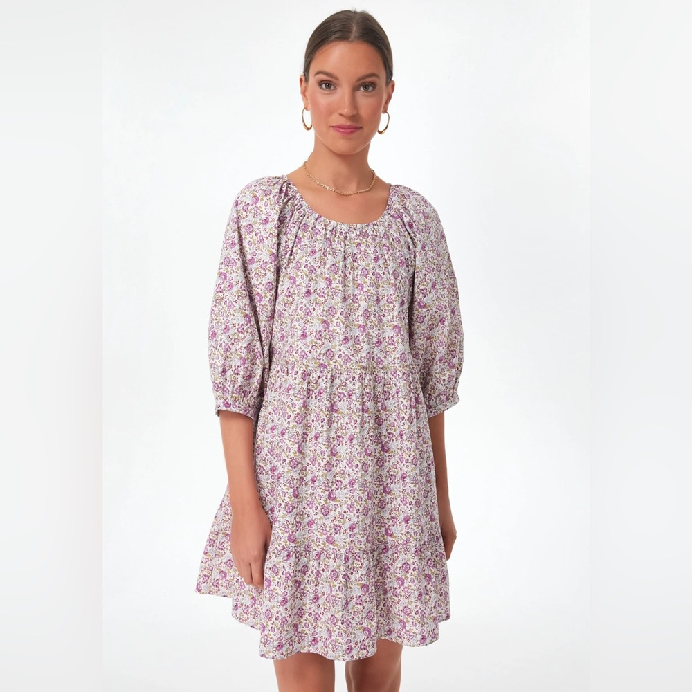 Tuckernuck Hyacinth House Lilac Floral Huckleberry Mini Dress